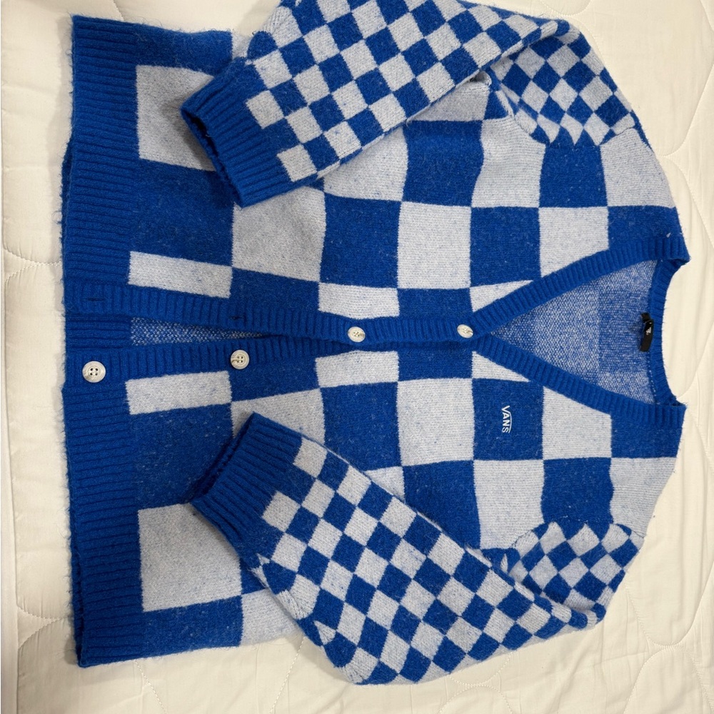 Vans Blue and White Checkered Cardigan